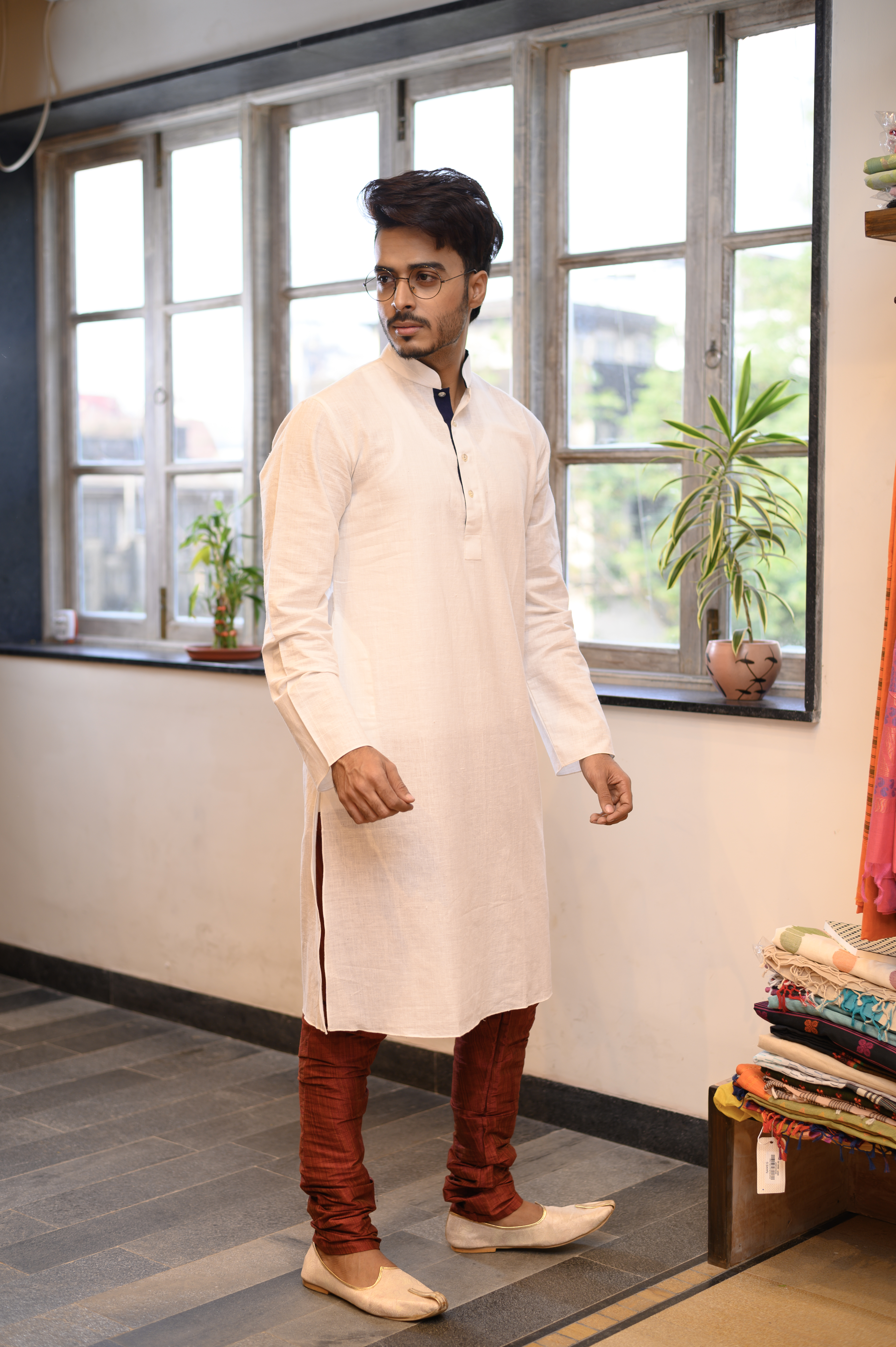 White Cotton Long Kurta