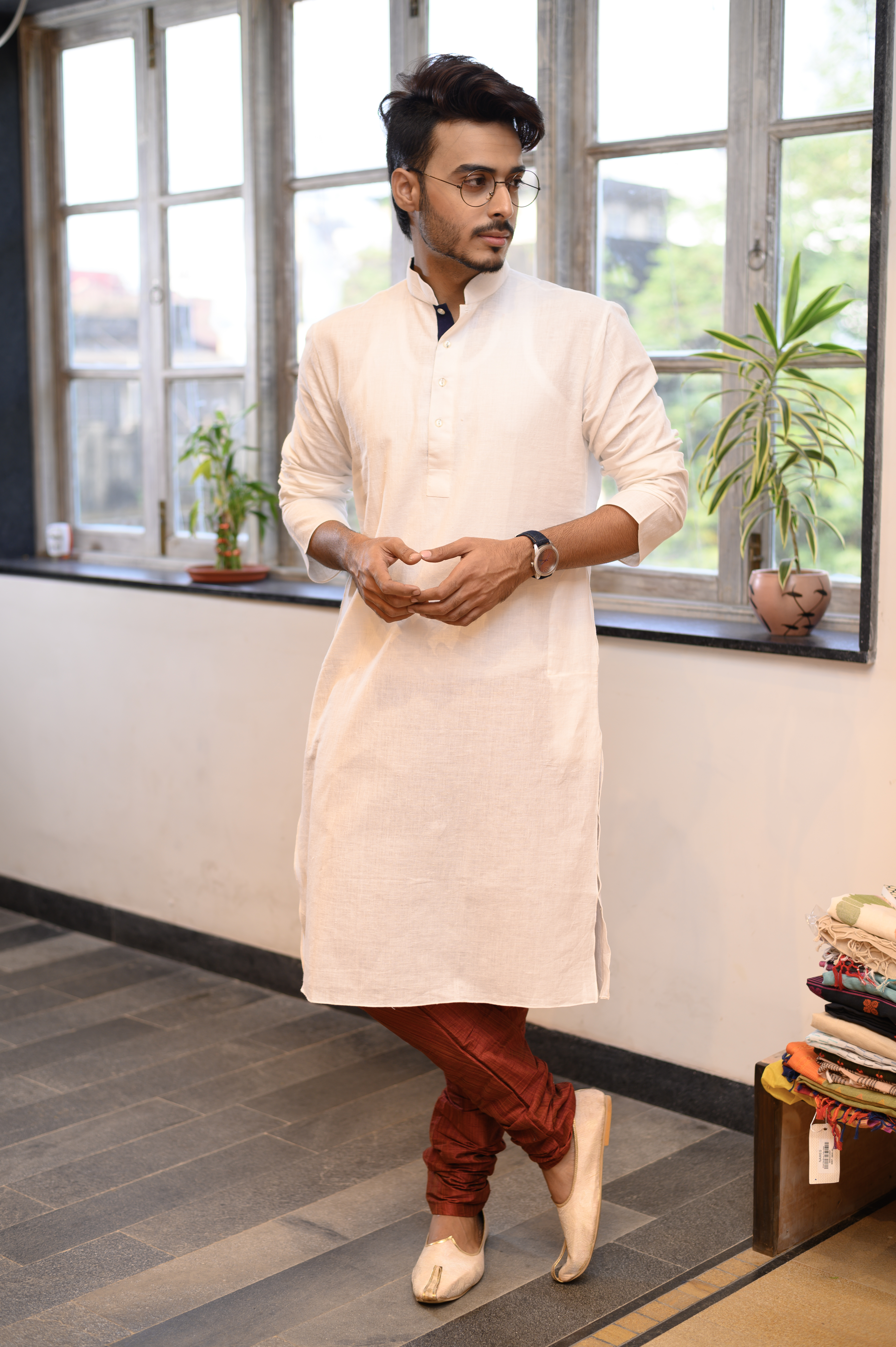 White Cotton Long Kurta