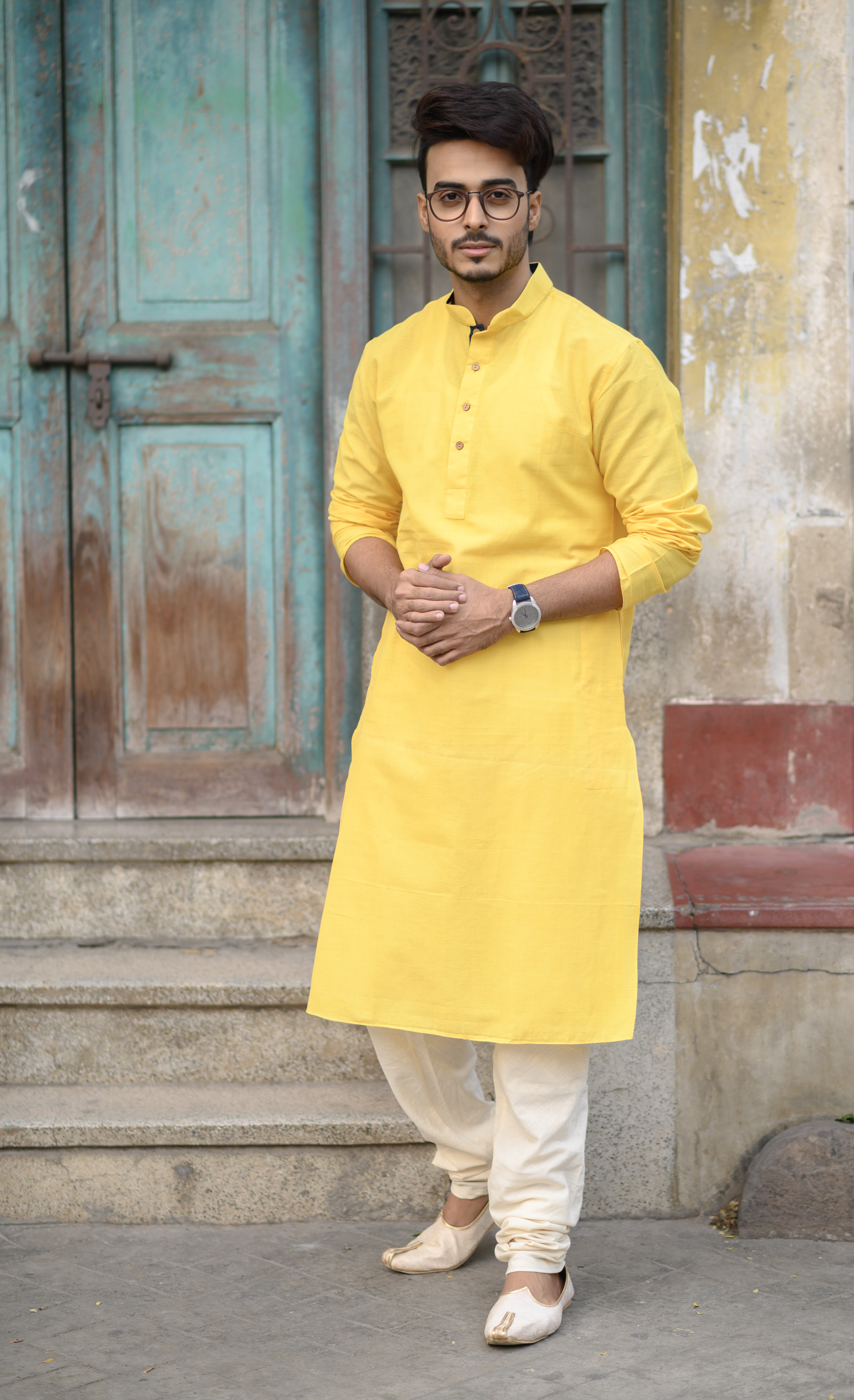 Bright Yellow Cotton Long Kurta
