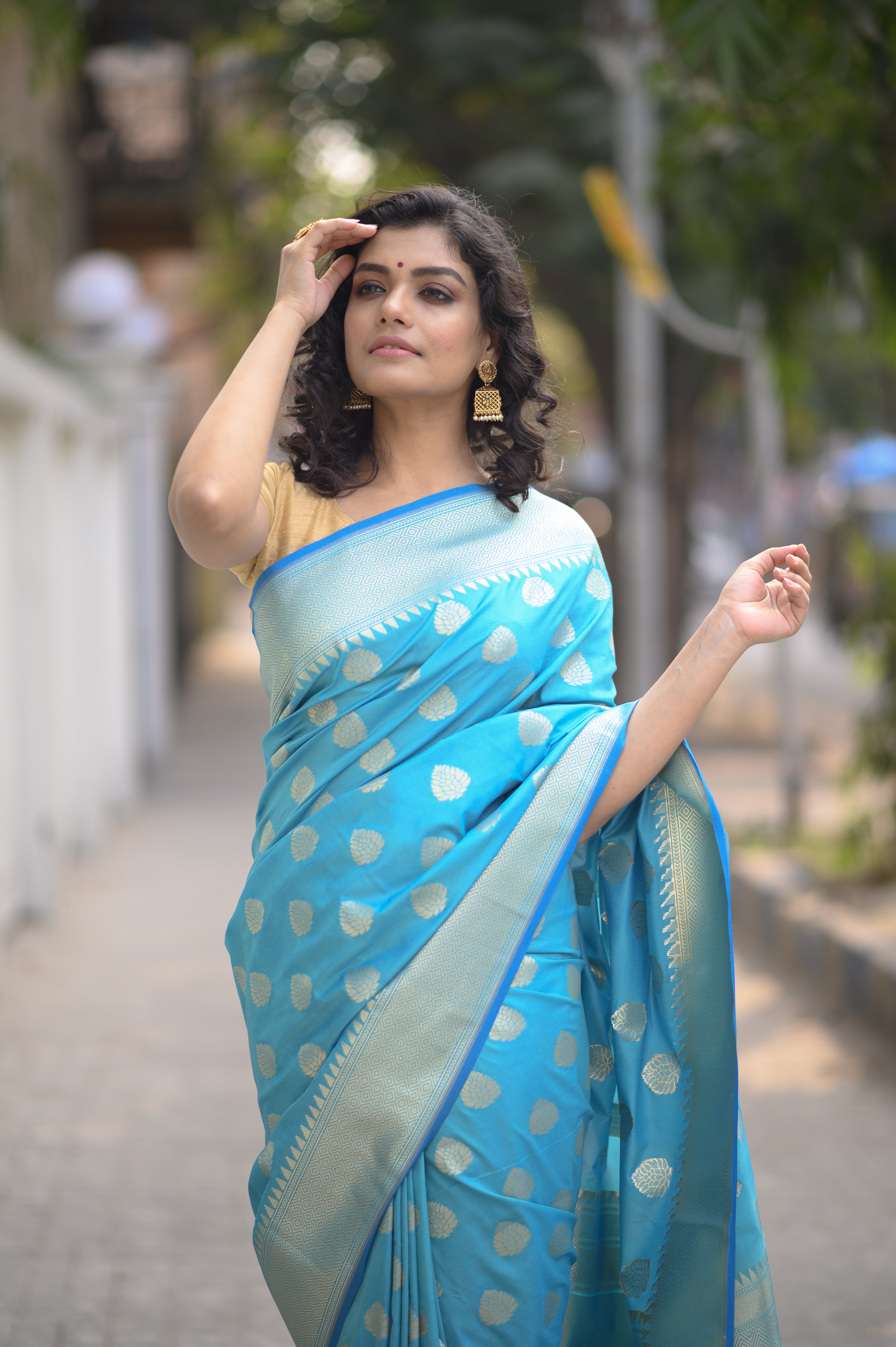 Light Blue Banarasi Booti Saree