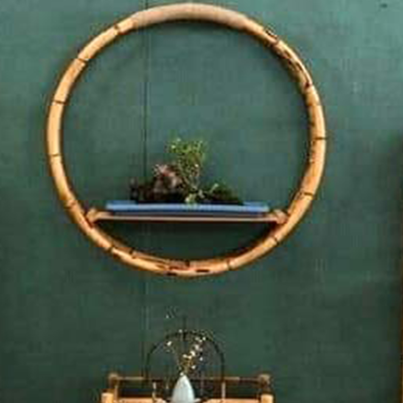 Cane Wall Unit Round Two Racks Wall Display Shelves