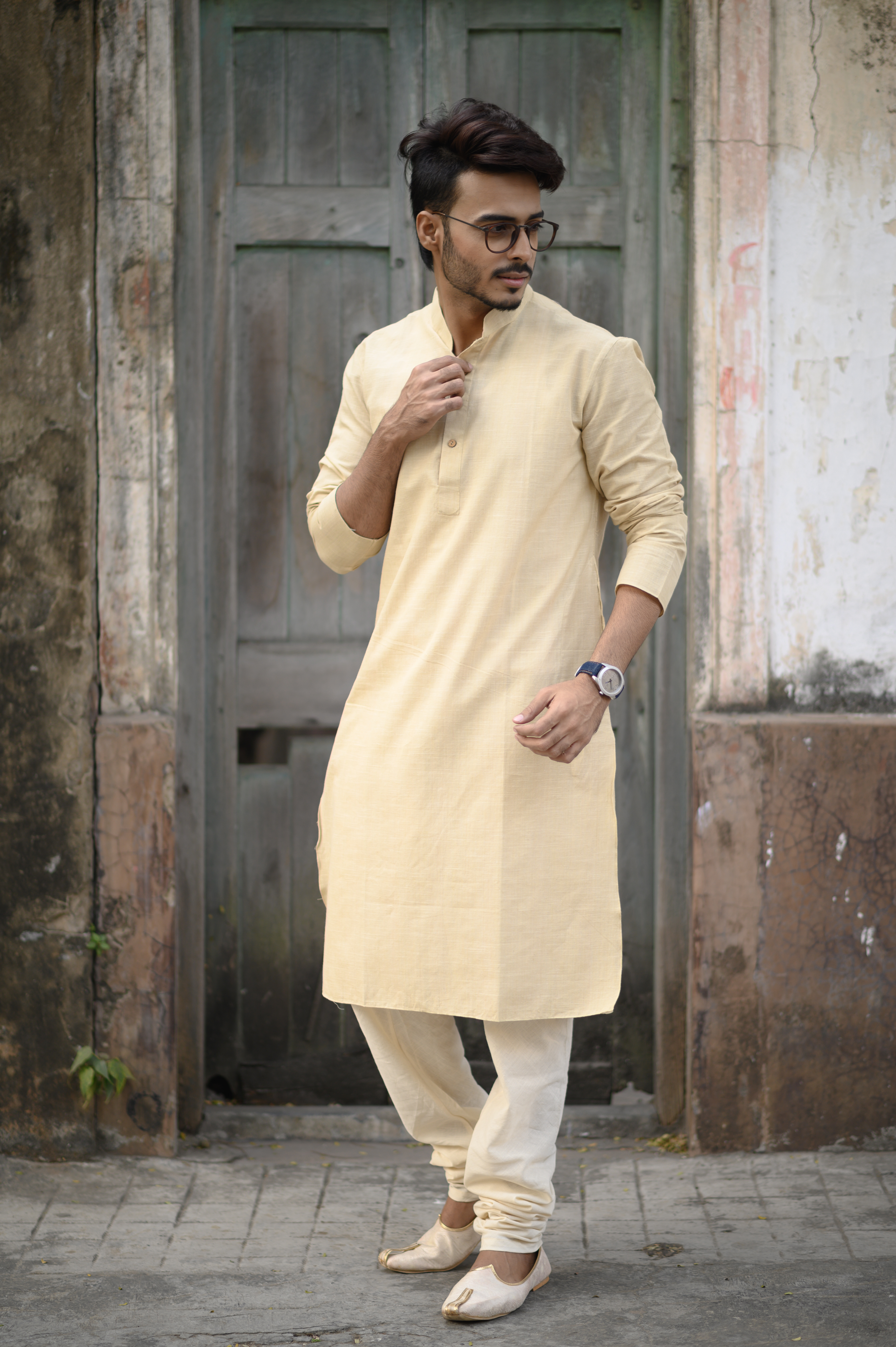 Elegant Beige Cotton Long Kurta