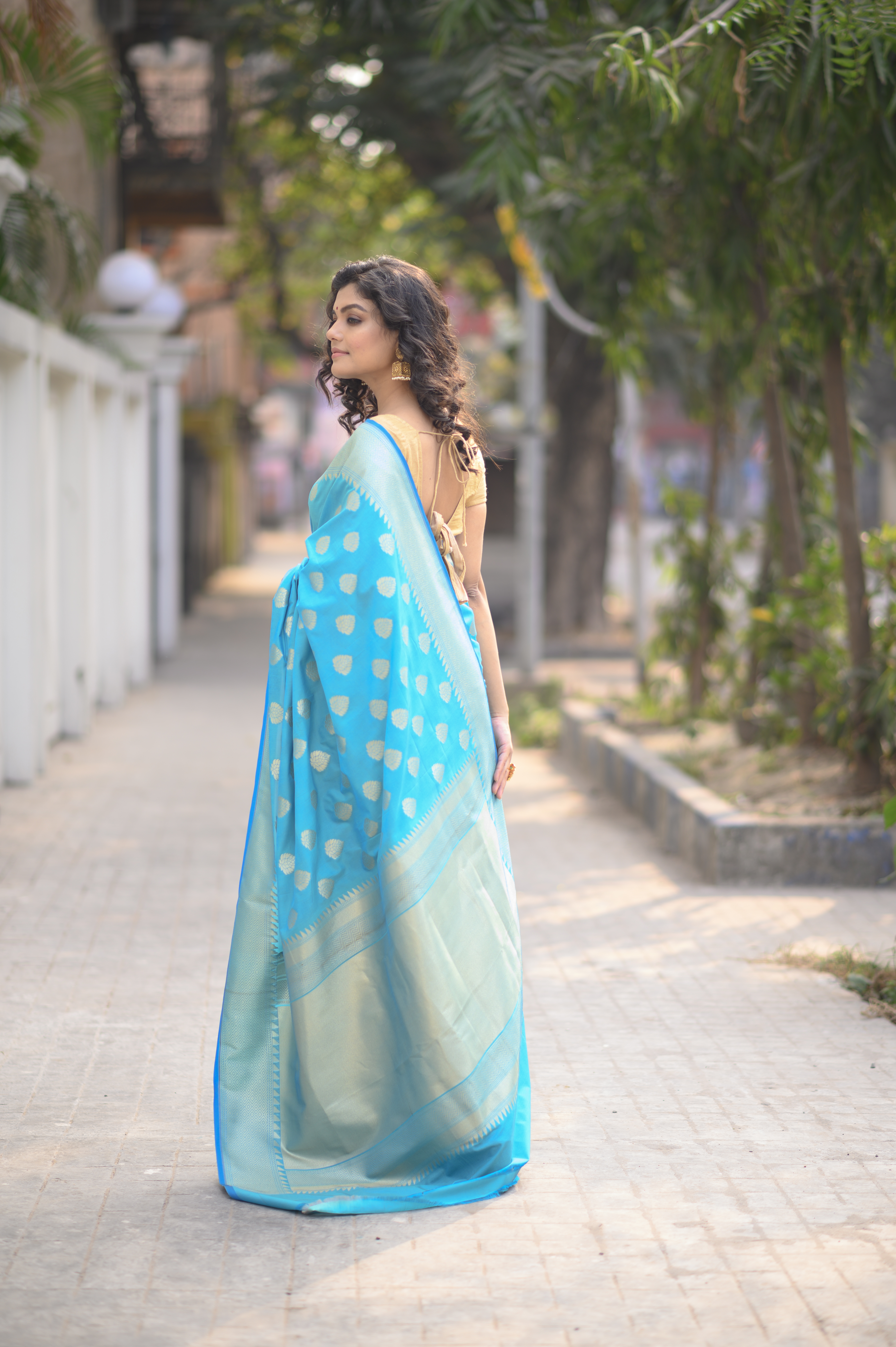 Light Blue Banarasi Booti Saree