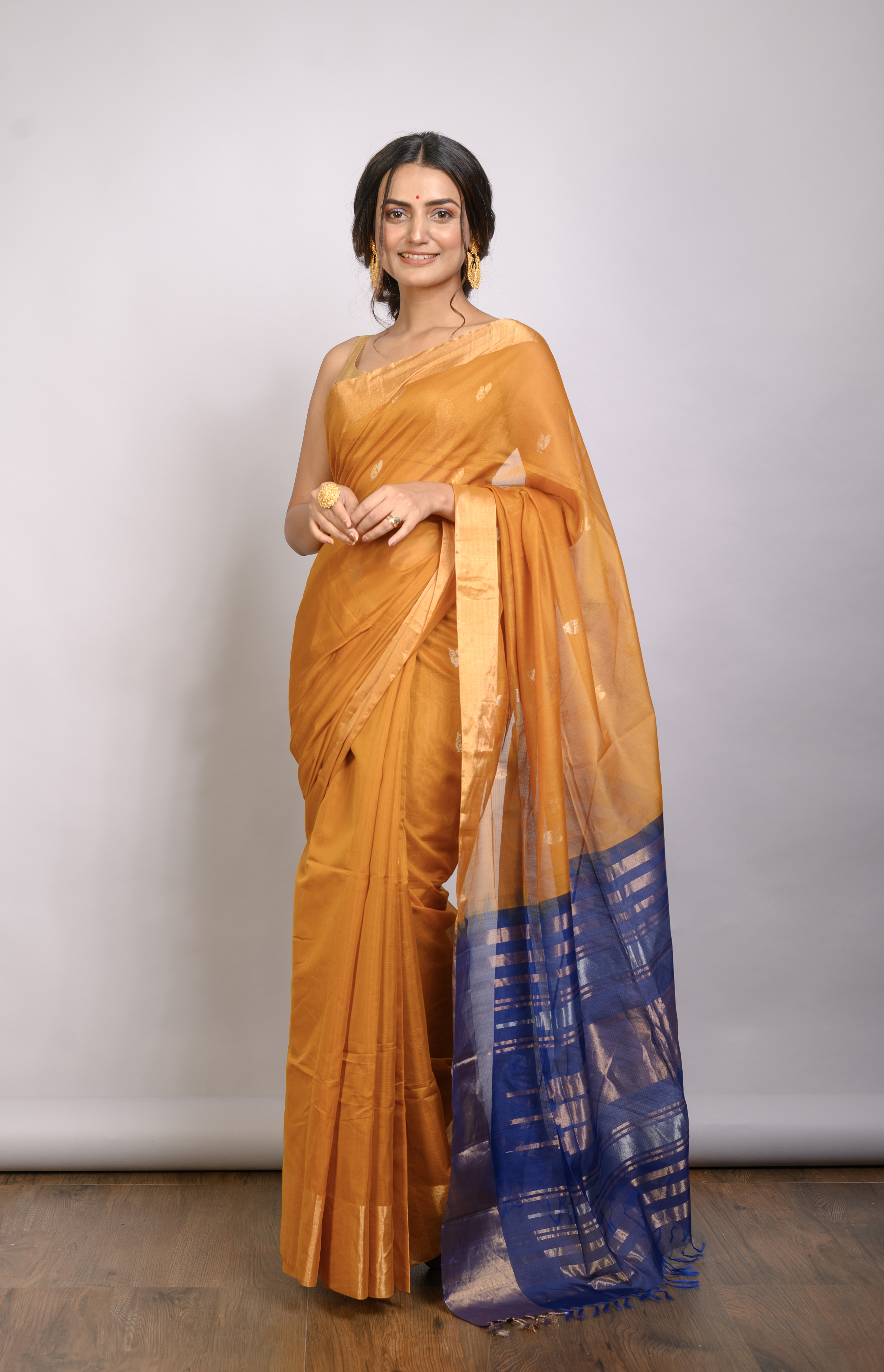 Bright Yellow Silk Cotton Saree