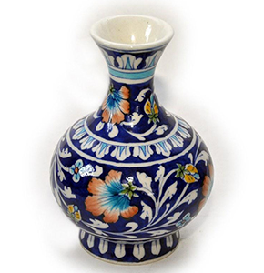 Handcrafted Blue Pottery Floral Decorative Flower Vase