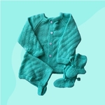 Handwoven Full Sleeves Sweaters With Cap and Booties for Newborn