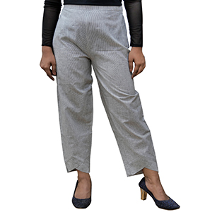 Women's Handcrafted Cotton Overlapping Pleated Trousers
