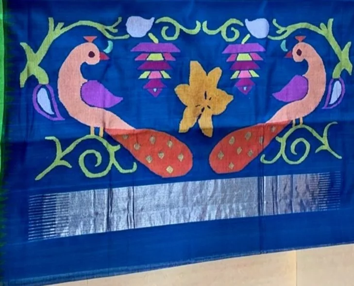 Beautiful Blue Srikakulam Jamdani Saree