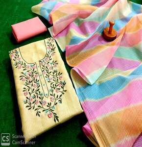Handcrafted Kota Doria Cotton Unstitched Dress Material Set
