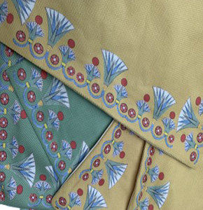 Handcrafted Yellow Cotton Table Mat with Lotus Border