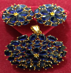 Pendant & Earring Set (artificial midnight blue earring jewellery)(midnight blue)