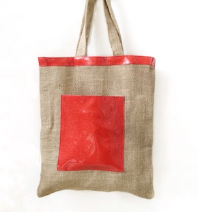 Red Jute Tote Bag