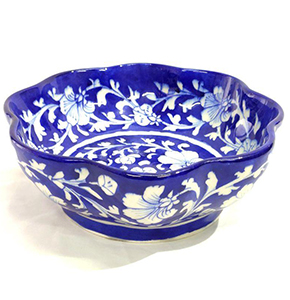 Handcrafted Blue Pottery Lotus Indigo Decorative Bowl