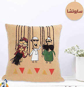 Hand-Painted Egyptian Cotton Handwoven Cushion Cover