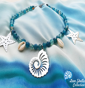 Rania Hilal Designs Deep Sky Blue Brass & Silver Choker Necklace