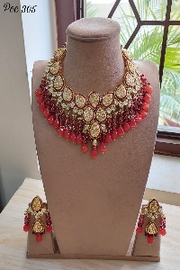 Adinz Designer Handcrafted Bridal Stone Necklace Set with Matching…