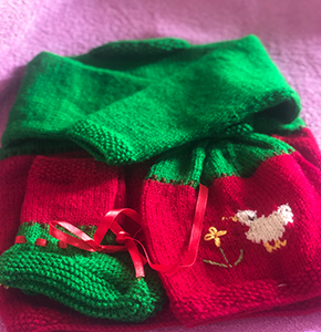 Baby Boys & Baby Girls Casual Sweater socks, Mitten Pure vardhaman wool (Green/Red)