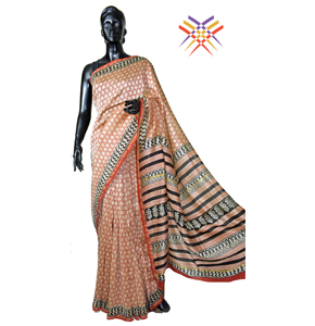 Artisan Bagru Print Chanderi Cotton Silk Saree / Traditional Ethnic Wear