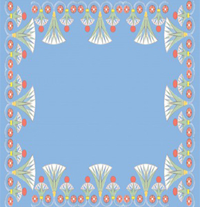 Handcrafted Blue Cotton Table Mat with Lotus Border