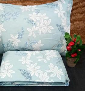 Cyan Coloured Floral Cotton Bedsheet / Traditional Bedding Set by KARV…