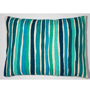 Nahla Soliman Designs Aqua Blue-Green Striped Cushion Cover