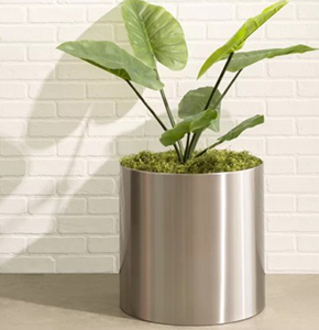 Handcrafted Stainless Steel Cylinder Plant Pot - Modern Metal Planter
