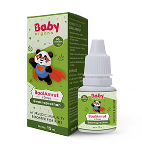 BabyOrgano BaalAmrut Swarnaprashan (Suvarna Prashana) - Immunity, Concentration And Memory Booster For Kids (15ml)