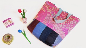 Upcycled Handcrafted Cotton Patchwork Tote Handbag