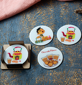 Tea Theme Printed Coaster Set