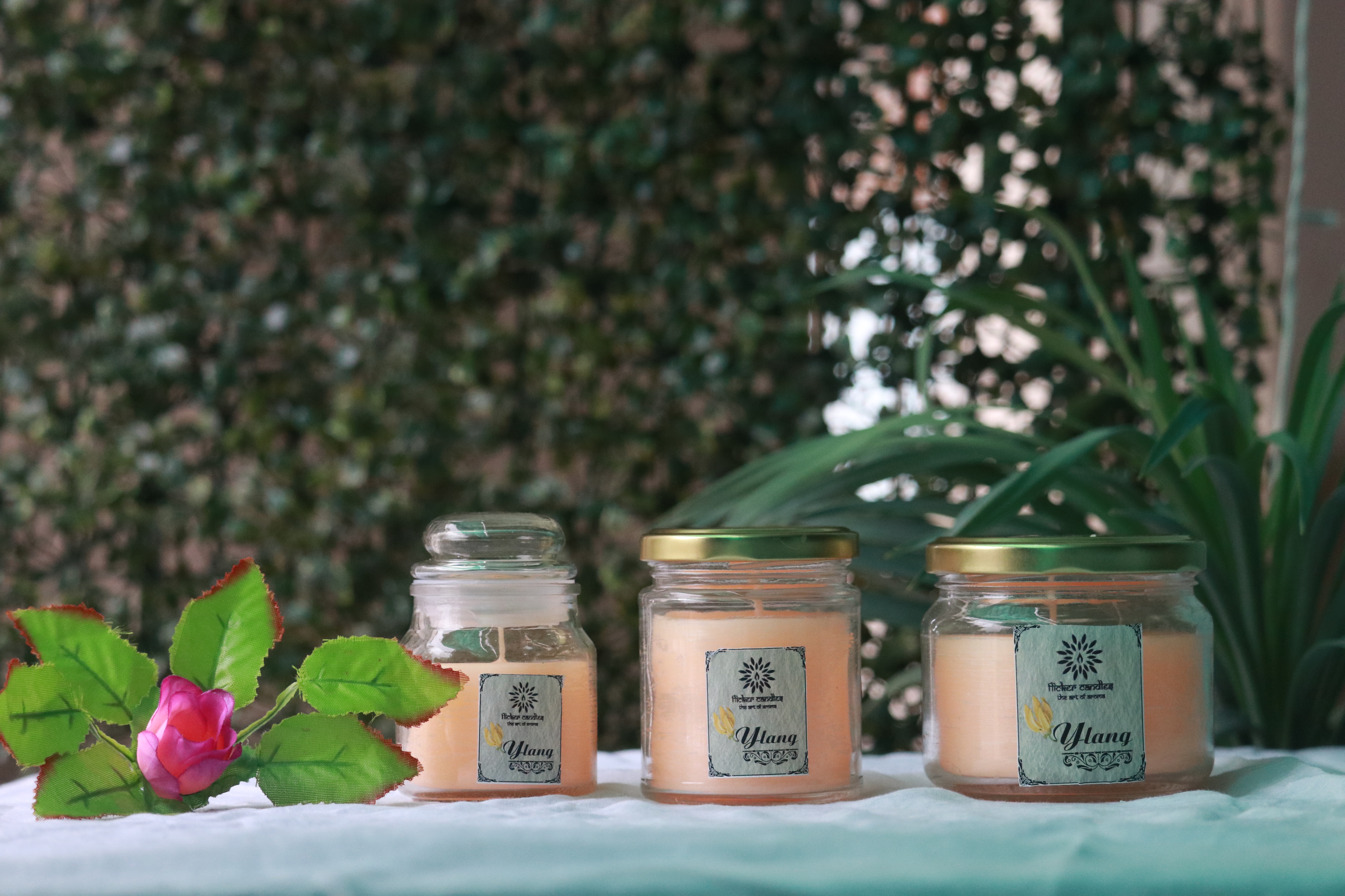 Flicker Candles Handcrafted 3-Piece Scented Glass Jar Candle Set