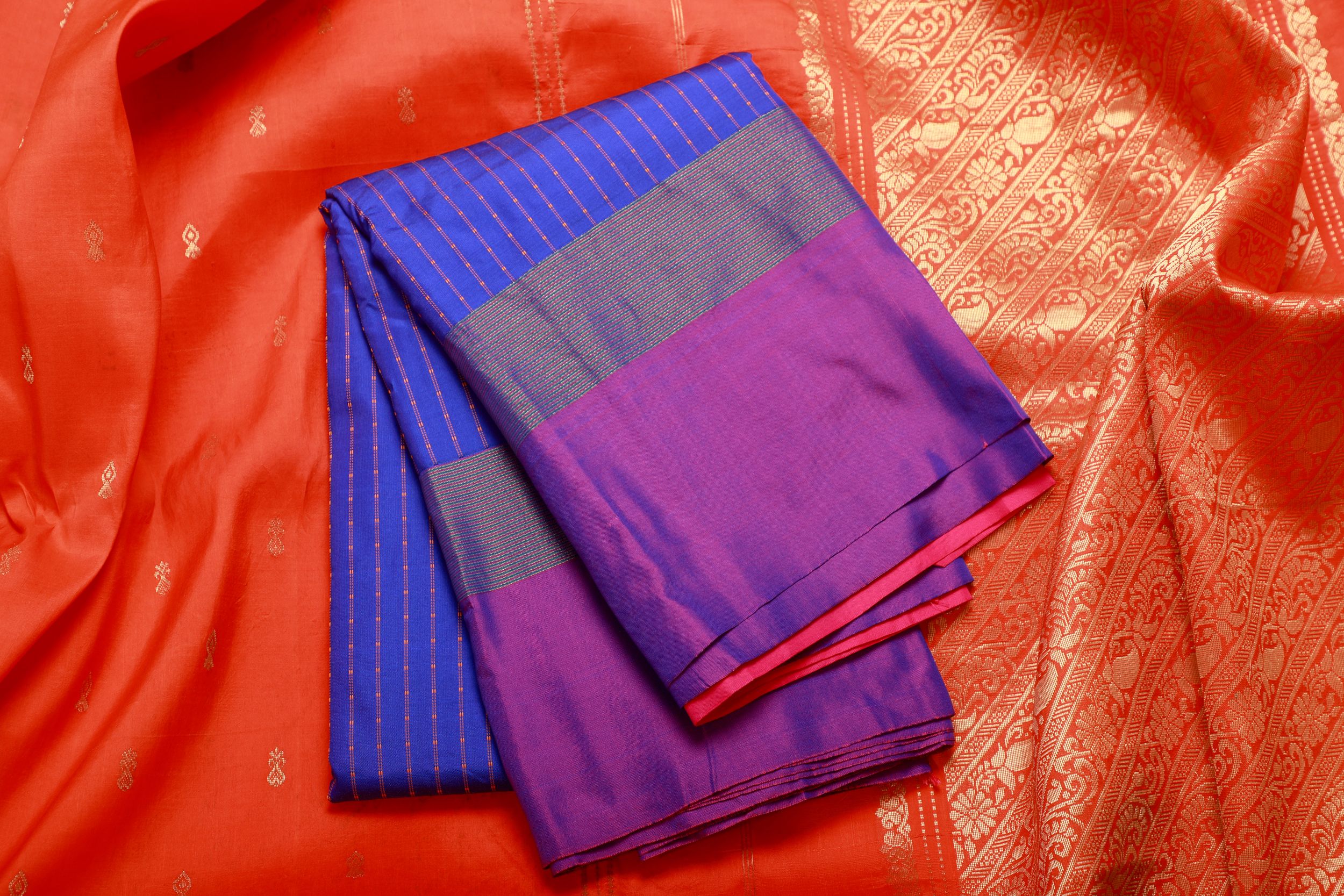 Elegant Dark Blue Pearl Dot Lines Fancy Silk Saree / Contemporary…