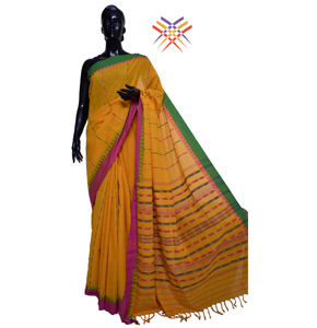 Traditional Handcrafted Yellow Begumpuri Cotton Saree