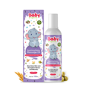 BabyOrgano Soothing Baby Massage Oil for nourishes skin and strengthen bones and muscles, 100% Ayurvedic, Absolutely Safe & Natural for new born babies, FDCA Approved (100ml)