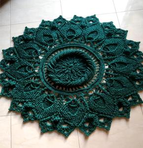 M.stitch Handcrafted 120cm Green Crochet Floor Mat & Area Rug