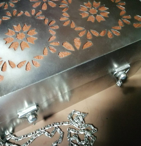 Handcrafted Silver-Plated Copper Clutch Bag - Elegant Metallic Evening…