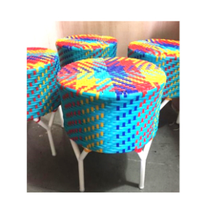 Handcrafted Upcycled Woven Cotton Rope Tyre Pouffe