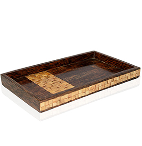 Handcrafted Taadiwood & Bamboo Accent Decorative Serving Tray (12 x 7…