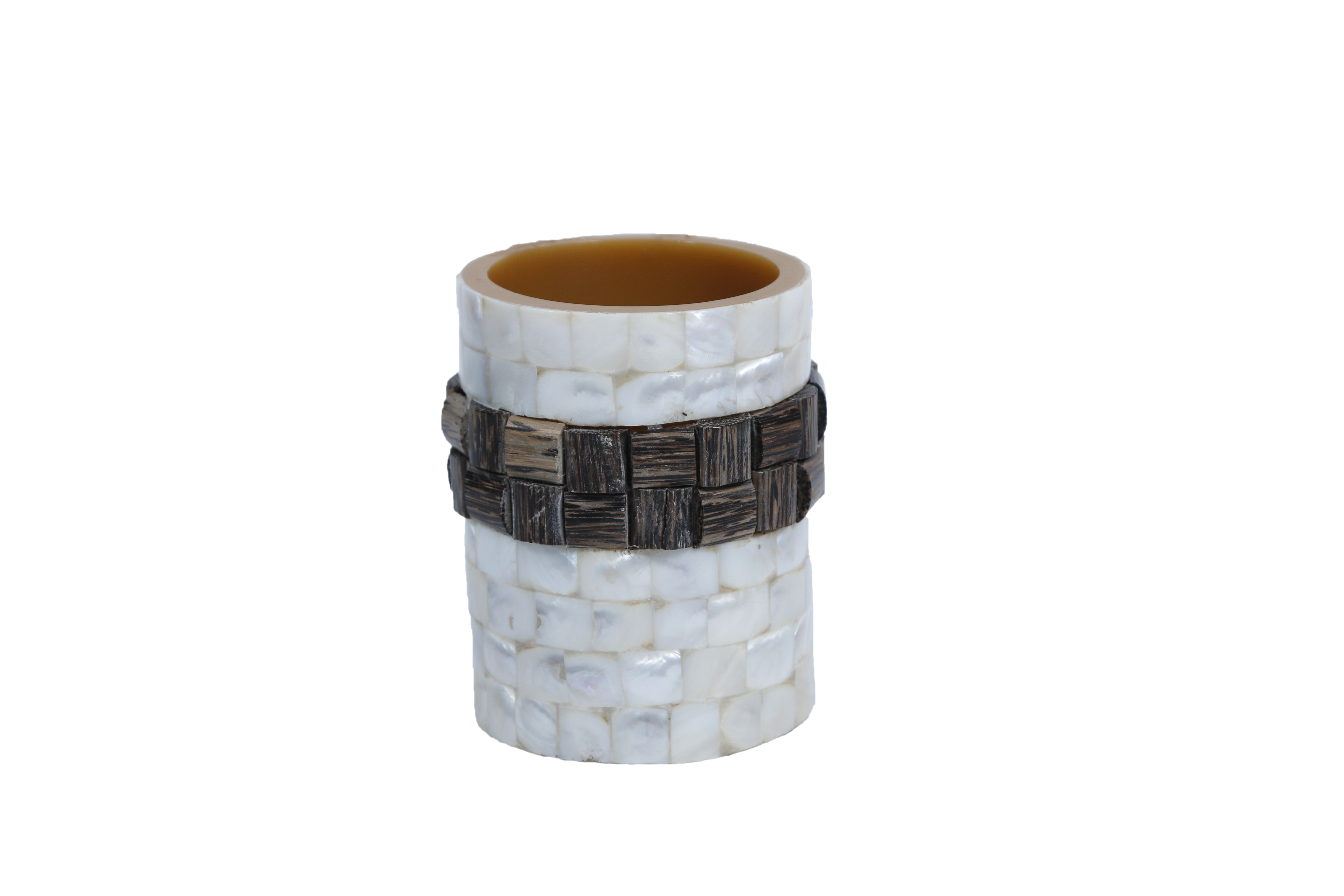Opulent Homes Handcrafted White Mother of Pearl & Taadiwood Holder