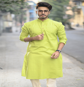 Parrot Green Cotton Long Kurta