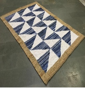 Jute Rug -  Blue and White