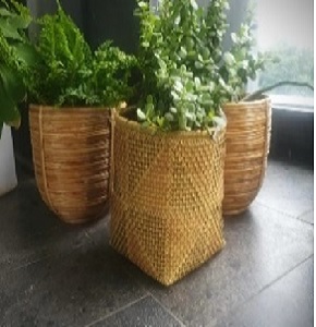 Handcrafted Visiree Kottan Woven Palm Leaf Planter Pot & Storage Basket