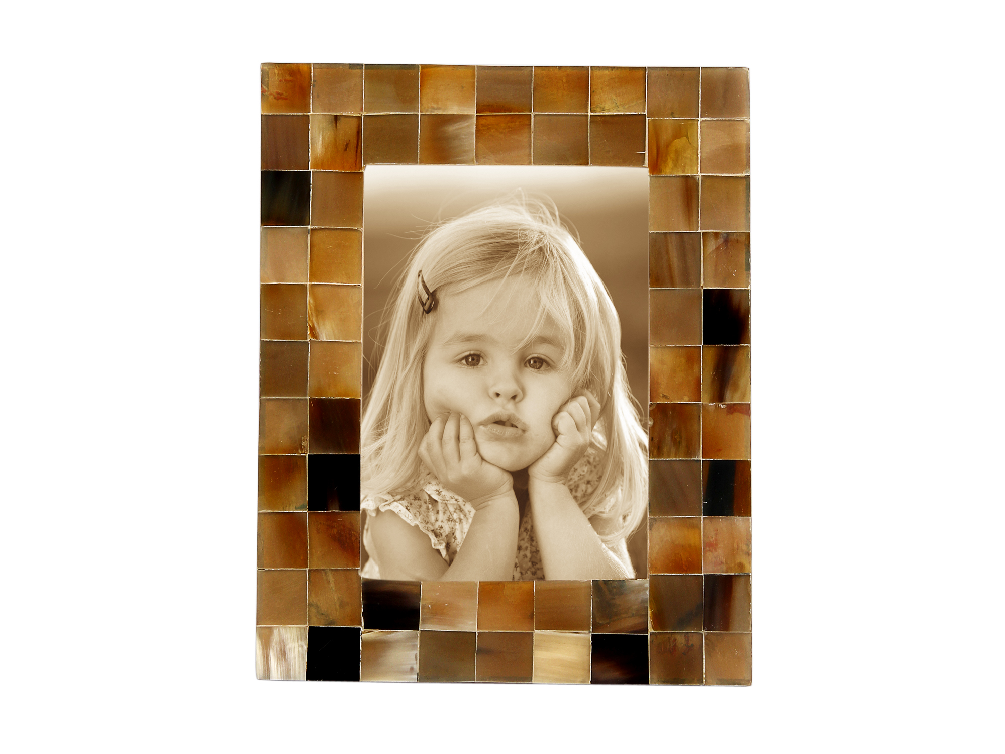 Opulent Homes Handcrafted Natural Horn Inlay Photo Frame (5x7 Inches)