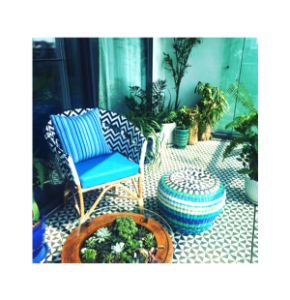 Home Decor Attractive Cane and Plastic Blue Cafe Chairs