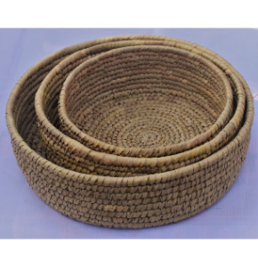 Handcrafted Organic Sabai Grass Round Storage Basket Set of 3