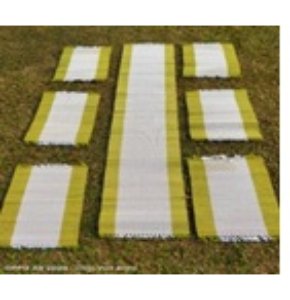 Handcrafted Organic Sabai Grass Yellow & White Dining Table Runner