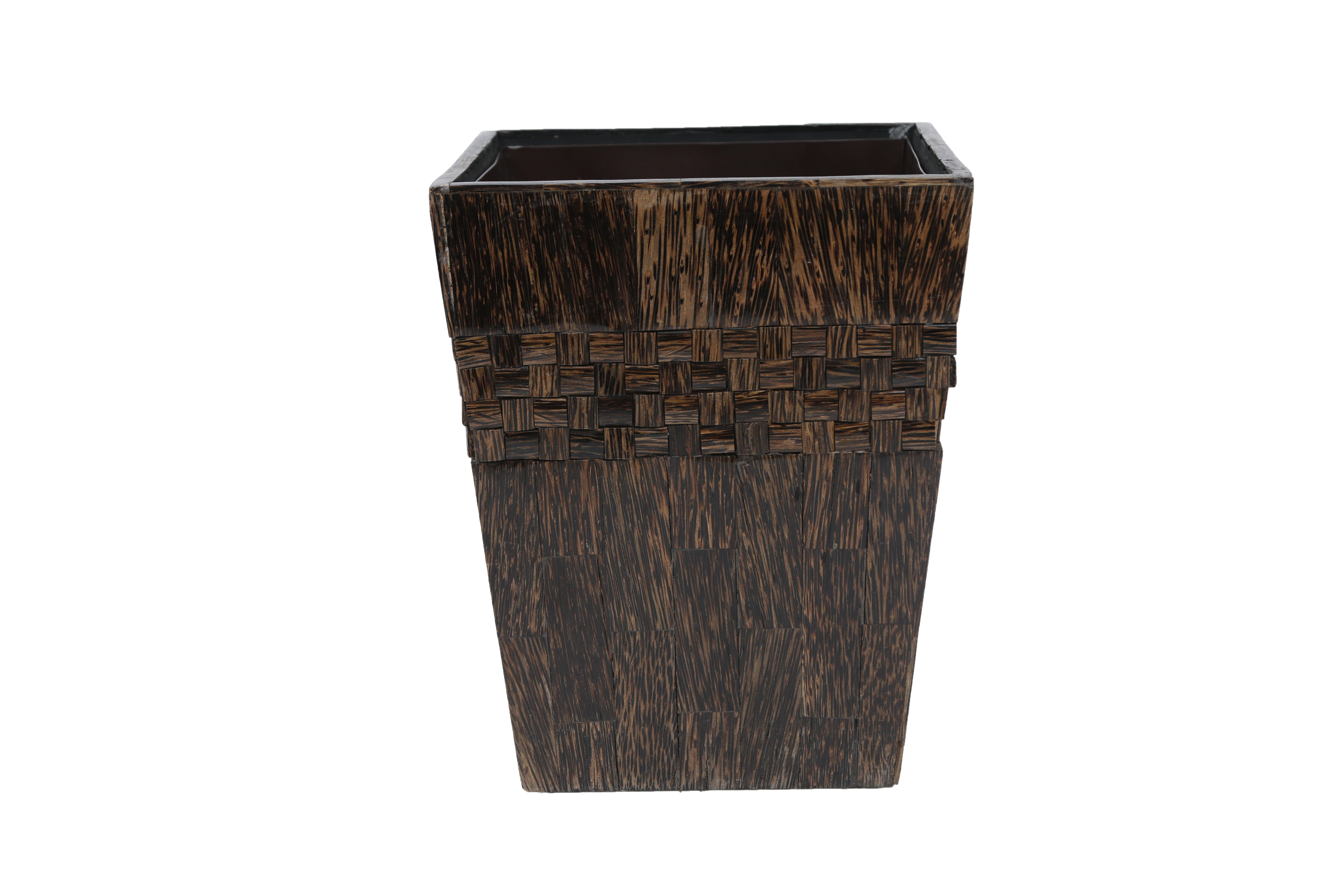 Handcrafted Palmyra Palm Wood (Taadiwood) Trash Can Dustbin (10 Inch)