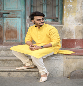 Bright Yellow Cotton Long Kurta