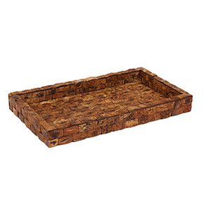 Handcrafted Coconut Shell & MDF Rectangular Serving Tray (12x7 Inch)