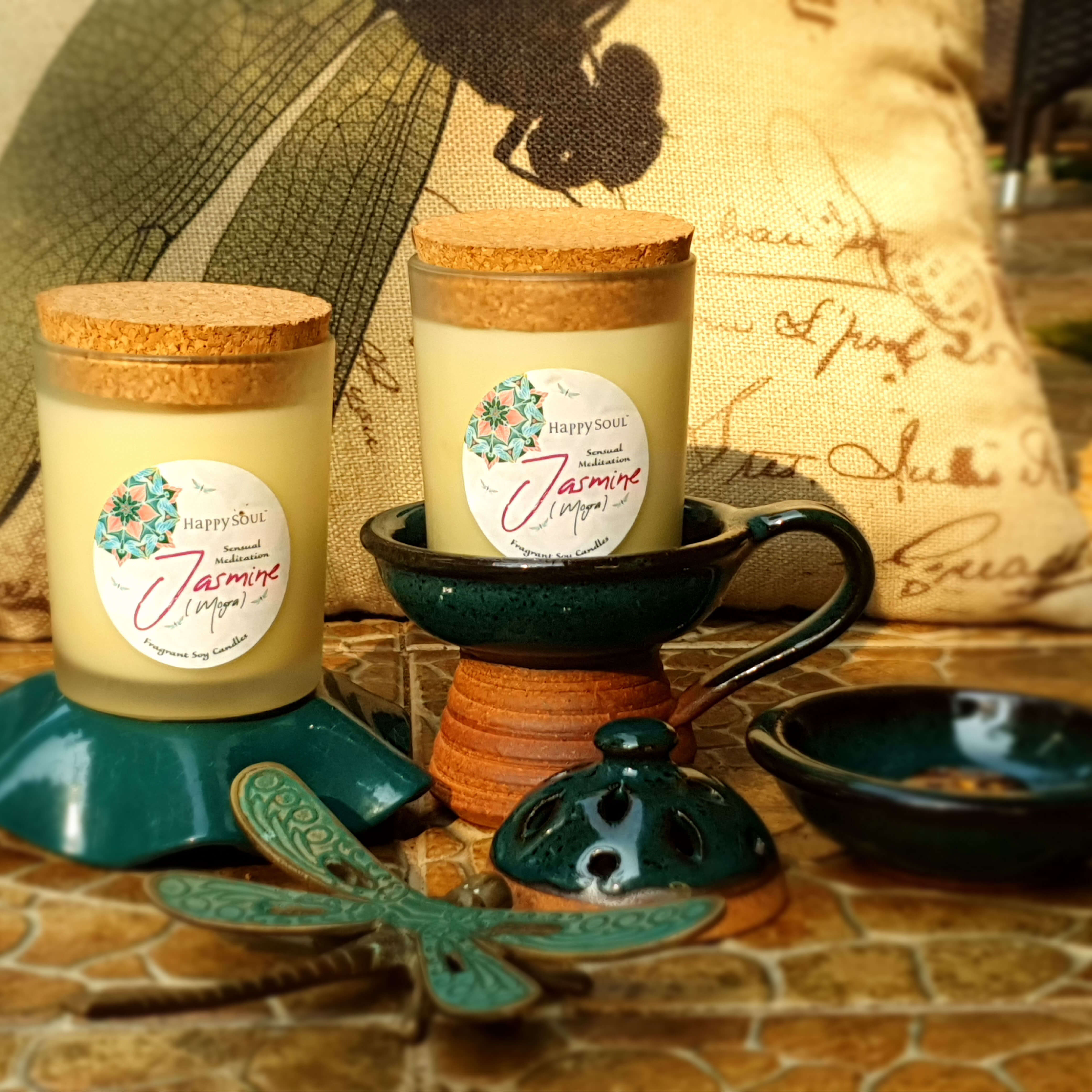 Happy Soul Sensual and Meditation Jasmine (Mogra) Fragrant Soy Candle