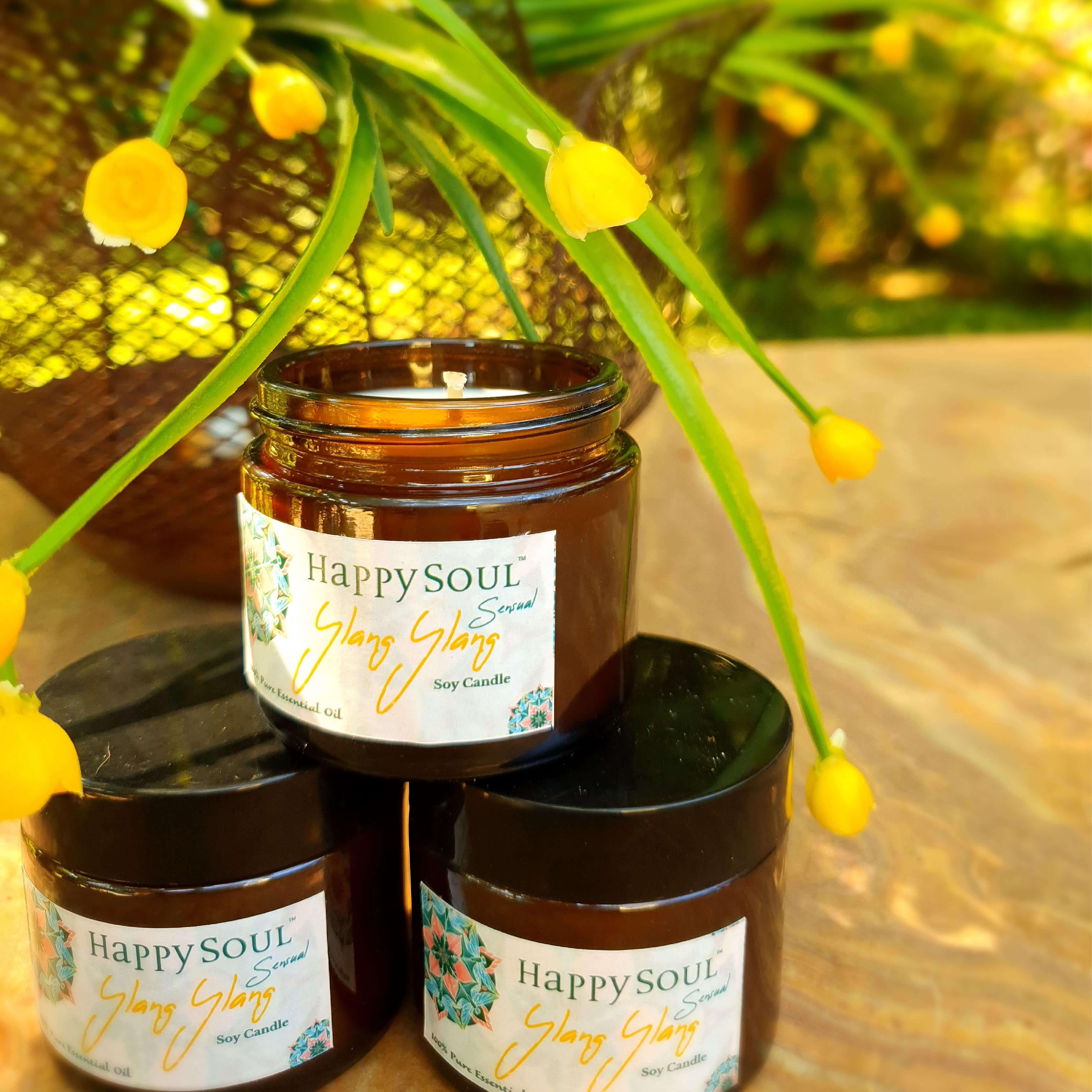 Happy Soul Sensual Ylang Ylang 100% Pure Essential Oil Soy Wax Candle